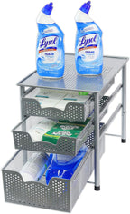 Simple Houseware Stackable 3 Tier Sliding Basket Organizer Drawer, Silver
