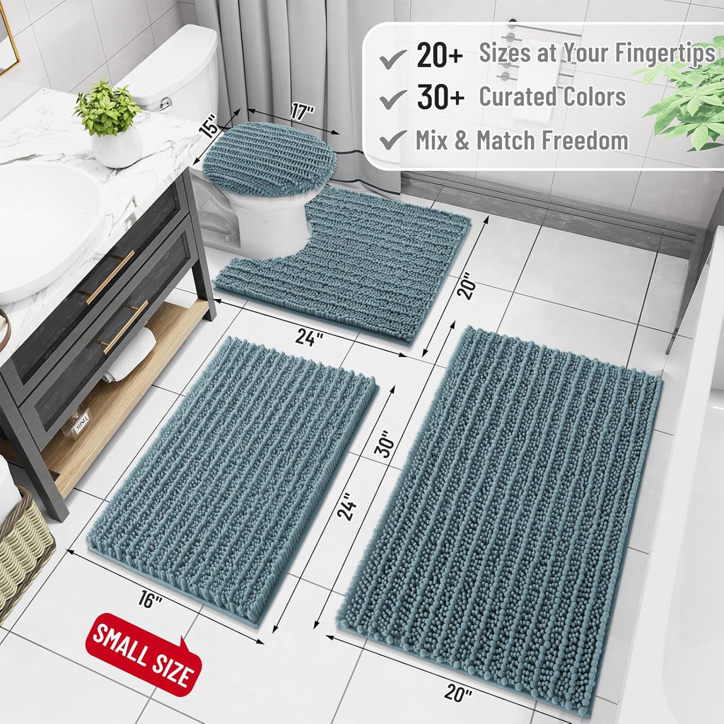 Arotive Luxury Chenille Bathroom Rug Mat, Extra Soft Thick Absorbent Shaggy Bath Rugs, Non-Slip Machine Wash Dry, Plush Bath Mats for Bathroom, Shower and Tub, 30x20, Smoky Gray