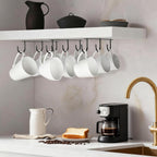 3pcs Under Cabinet Mug Hooks,Adhesive/Screw 2 Ways Install Mug Holder,Coffee Cups Hook with 9 Hooks,Mug Organizion Rack for Displaying Mugs/Cups/Kitchen Utensils (Black)