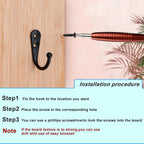 15Pcs Black Wall Mounted Coat Hooks, Hanger Hook with 30 Pieces Screws for Hanging Hat, Towel, Key, Robe, Coats, Scarf, Bag, Cap, Coffee Cup, Mugs