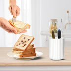 Ceramic Spoon Holder for Coffee Bar, Upright Tea Spoon Holder Cup, Coffee Stirrers Straws Stir Stick Holder, Light Green Fluted Surface