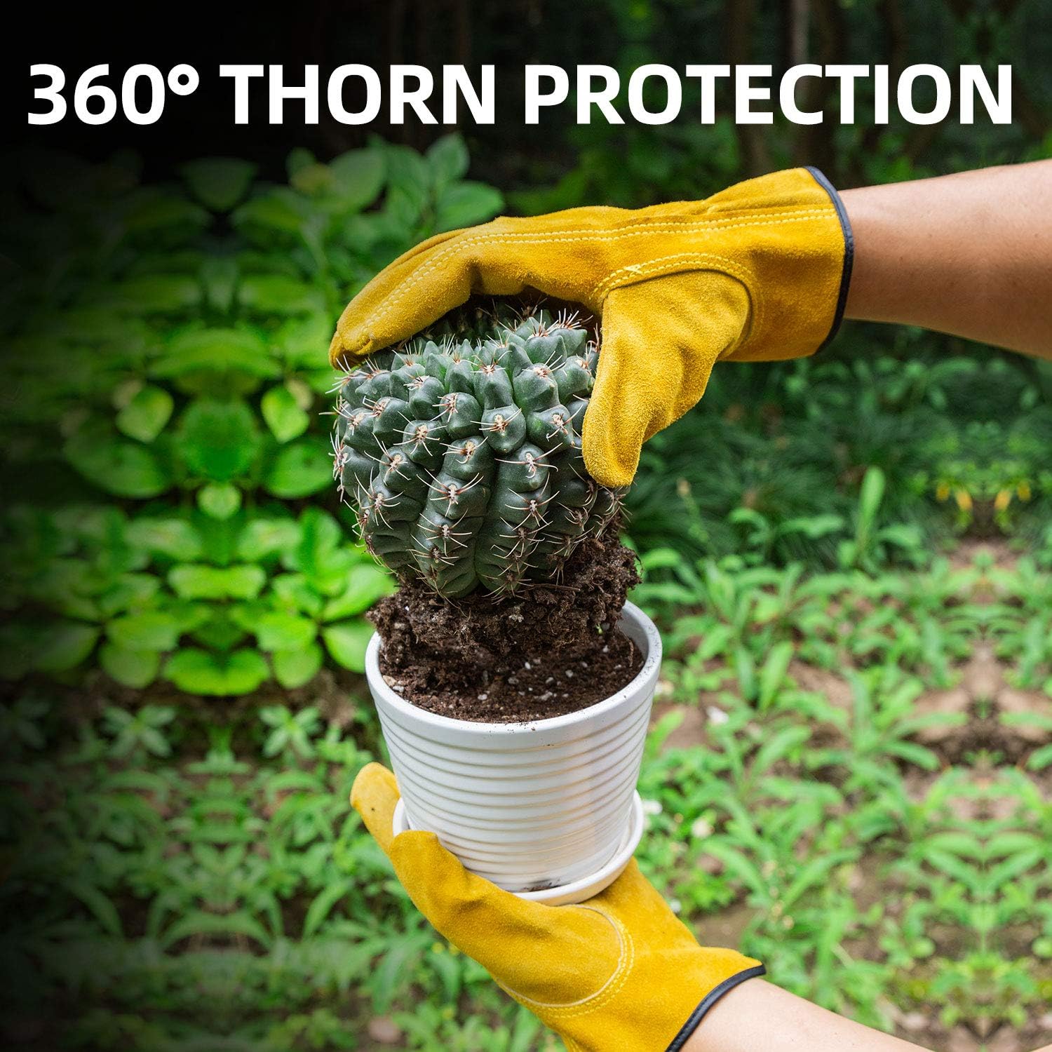 Vgo... 1-Pairs Unlined Cowhide Split Leather Work and Driver Gloves, for Heavy Duty, Truck Driving, Warehouse, Gardening, Farm (Size S, Gold, CB9501)