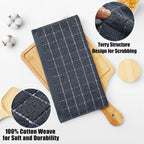 Homaxy 100% Cotton Terry Kitchen Dish Cloths, Ultra Soft and Absorbent Dish Towels for Kitchen, Suitable for Drying and Washing Dishes, 6 Pack, 12 x 12 Inches, Dark Grey