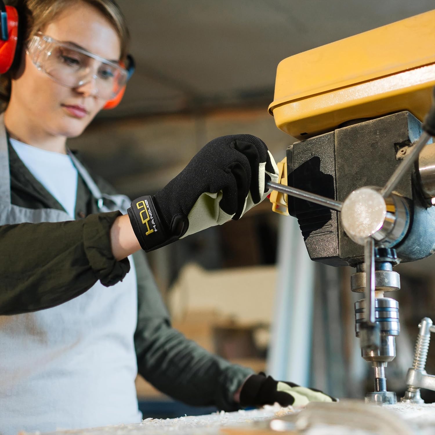 HANDLANDY Work Gloves for Men & Women, Utility Mechanic Working Gloves Touch Screen, Flexible Yard Work Gloves