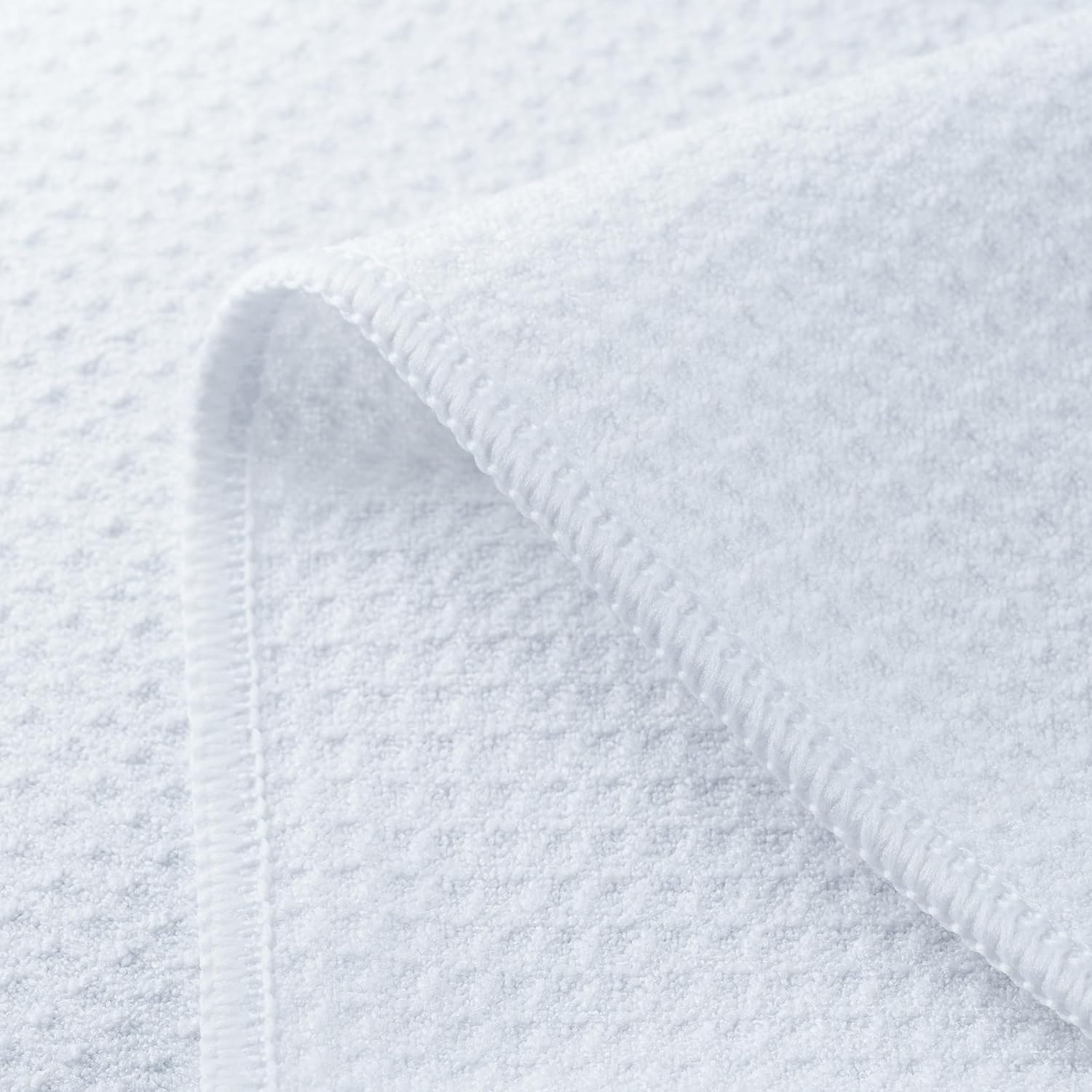 POLYTE Premium Microfiber Kitchen Dish Hand Towel Waffle Weave 12 Pack (16x28 in, White)