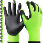 Kebada W1 Work Gloves for Men and Women, PU Coated Safety Gloves with Grip, Touchscreen, Ideal for Warehouse Package Handling, Construction, Gardening, Green Medium