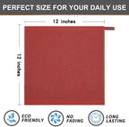 Kitinjoy 100% Cotton Kitchen Dish Cloths, 12 Pack Waffle Weave Ultra Soft Absorbent Dish Towels for Drying Dishes Quick Drying Kitchen Towels Dish Rags, 12 X 12Inch, Brick Red