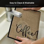 Artoid Mode Coffee Bar Mat Set of 2, Plastic Vinyl Washable Woven Non-Slip Table Mats for Coffee Machine Decor