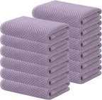 Kitinjoy 100% Cotton Waffle Weave Kitchen Towels, 12-Pack Super Soft and Absorbent Dish Towels for Drying Dishes, Kitchen Hand Towels, 13 in x 28 in, Lavender