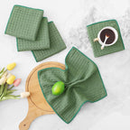 Homaxy Microfiber Waffle Weave Kitchen Dish Cloths, 12 x 12 Inch Ultra Absorbent and Solid Color Dish Towels for Kitchen Fast Drying Dishcloth for Washing Dishes, 6 Pack, Grass Green