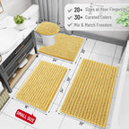 Arotive Luxury Chenille Bathroom Rug Mat, Extra Soft Thick Absorbent Shaggy Bath Rugs, Non-Slip Machine Wash Dry, Plush Bath Mats for Bathroom, Shower and Tub, 54x24, Yellow