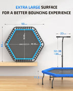 ANCHEER 50" Rebounder Trampoline for Adults- 2025 Foldable Mini Trampoline with Bar- Exercise Trampoline for Adults, Max Load 450lbs/550lbs, for Indoor/Garden Workout