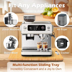 Joy&Grace Appliance Slider for Kitchen Appliances 360° Rolling Sliding Tray for Coffee Maker Countertop, Bamboo Coffee Pot Slider Rolling Tray (Natural, Medium 14.5" x 10")