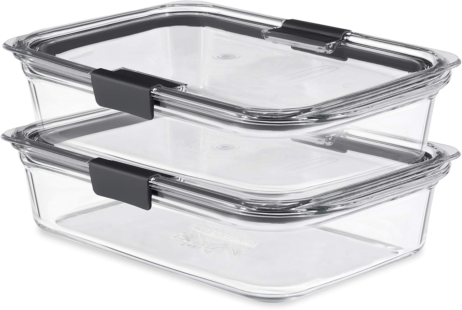 Rubbermaid Brilliance Glass Food Storage Containers, 8 Cup, Set of 2, BPA-Free, Leak-Proof, Clear
