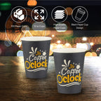 Smygoods Disposable Coffee Cups, To Go Paper Hot Cups, Coffee O'Clock Design (12 OZ, 100 Count) For Hot Beverages, Coffee, Tea, Espresso, Cocoa - Vasos Para Cafe