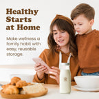 Almond Cow 300ml Glass Jar with Rust-Resistant Aluminum Cap - Reusable, Eco-Friendly Storage for Plant-Based Milk, Creamers, Wellness Shots, and Ingredients - Minimalist, Vintage-Inspired Design