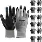 ANDANDA Smart Touch Work Gloves - 12 Pairs, 3D Comfort Stretch Fit, Nitrile Coated with Grip, Seamless Knit Nylon, Suitable for Warehousing, Black (XXL)