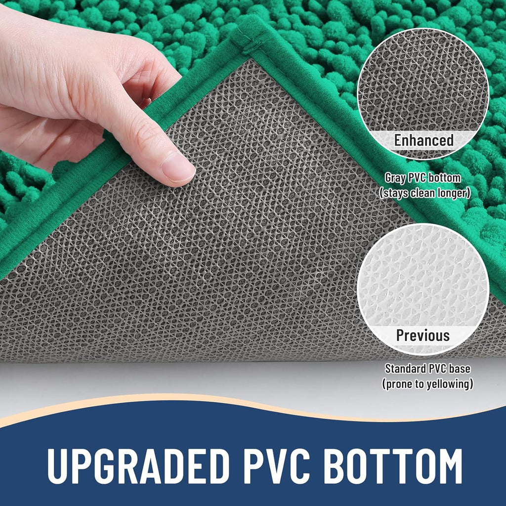 Arotive Luxury Chenille Bathroom Rug Mat, Extra Soft Thick Absorbent Shaggy Bath Rugs, Non-Slip Machine Wash Dry, Plush Bath Mats for Bathroom, Shower and Tub, 24x16, Emerald