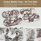 Natural Marble Vanity Tray - Moujings Genuine Marble Perfume Tray for Bathroom Decor, Stone Bathroom Vanity Organizer Tray for Kitchen Counter, Candles, Jewelry, Coffee, Makeup, Key