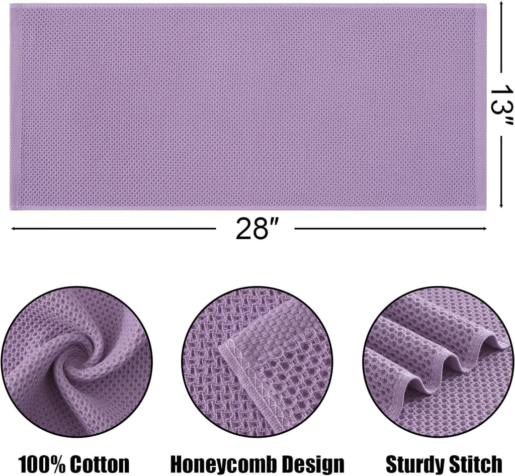 Kitinjoy 100% Cotton Waffle Weave Kitchen Towels, 6-Pack Super Soft and Absorbent Dish Towels for Drying Dishes, Kitchen Hand Towels, 13 in x 28 in, Lavender
