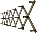 Dseap Accordion Wall Hanger:16'' High Wooden Wall Expandable Coat Rack,Hat Rack Holder,Accordion Hook for Baseball Caps,Coats,20 Peg Hooks,Dark Walnut