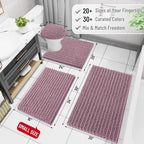 Arotive Luxury Chenille Bathroom Rug Mat, Extra Soft Thick Absorbent Shaggy Bath Rugs, Non-Slip Machine Wash Dry, Plush Bath Mats for Bathroom, Shower and Tub, 24x16, Deep Plum