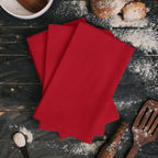TARAN LIVING Kitchen Towels - 6 Pack (Red, Solid, Cotton, 18"x28")