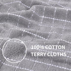 Homaxy 100% Cotton Terry Kitchen Towels(Light Grey, 13 x 28 Inches), Checkered Designed, Soft and Super Absorbent Dish Towels, 4 Pack