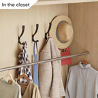 8 Pack Hanging Coat Hooks Wall Mount, Coat Hanger Wall Hangers, Metal Hooks for Hanging Heavy Duty, Screw in Hooks for Hanging Towels, Clothes, Backpack, Hat, Bag, Jacket, Key, Robe, Backpack Black