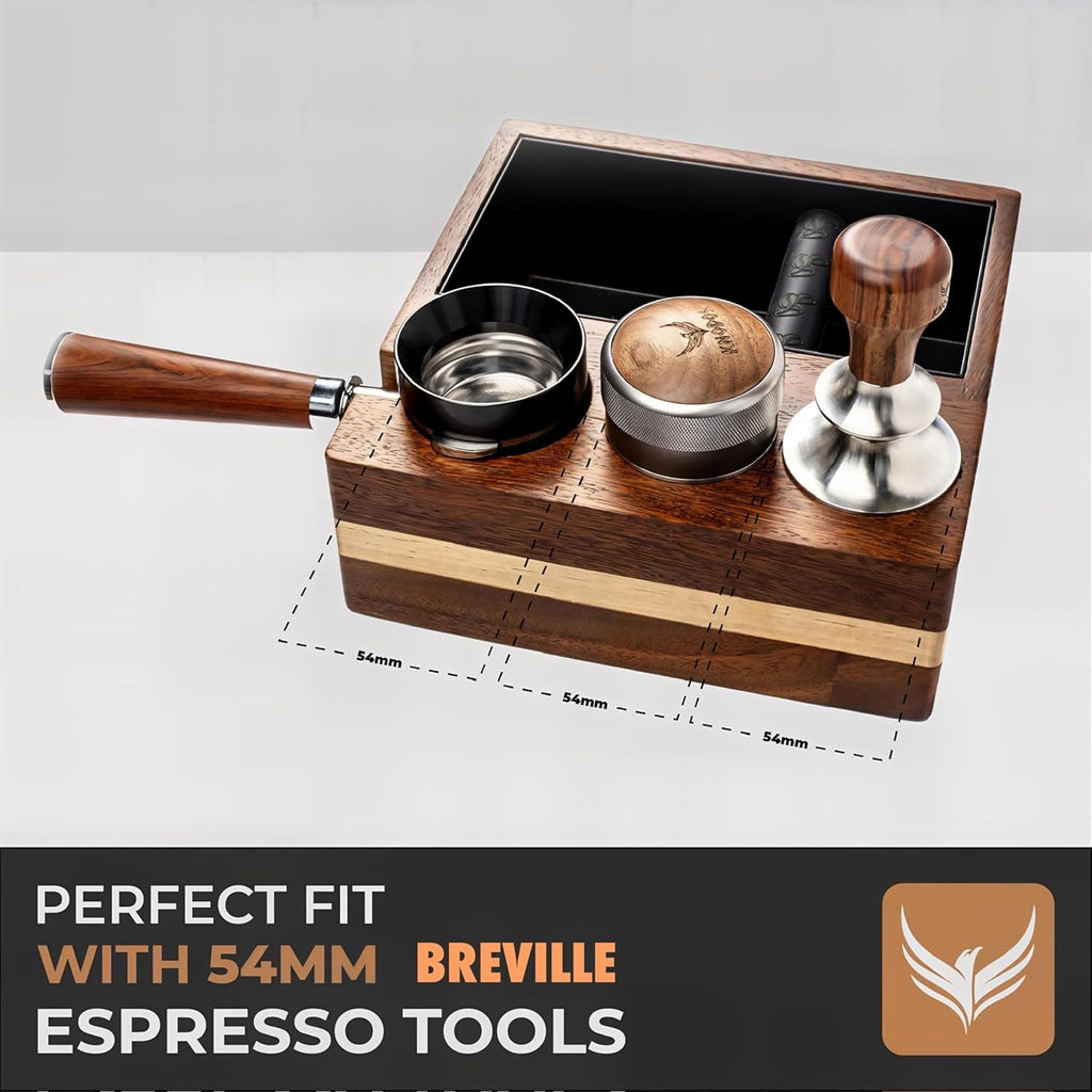 Espresso Knock Box With 54mm Tamping Station For Breville Espresso Accessories Adjustable Portafilter Height, Detachable Coffee Dump Bin