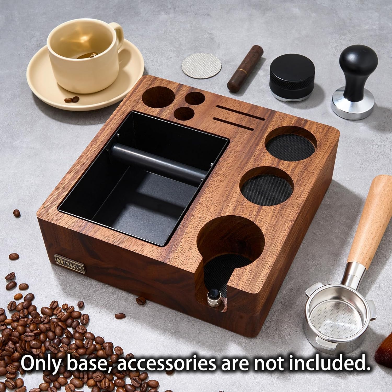 Espresso Knock Box, Espresso Tamping Station, Espresso Coffee Organizer Box Fit for Storage 58MM Espresso Tamper,Coffee Station Organizer for Countertop