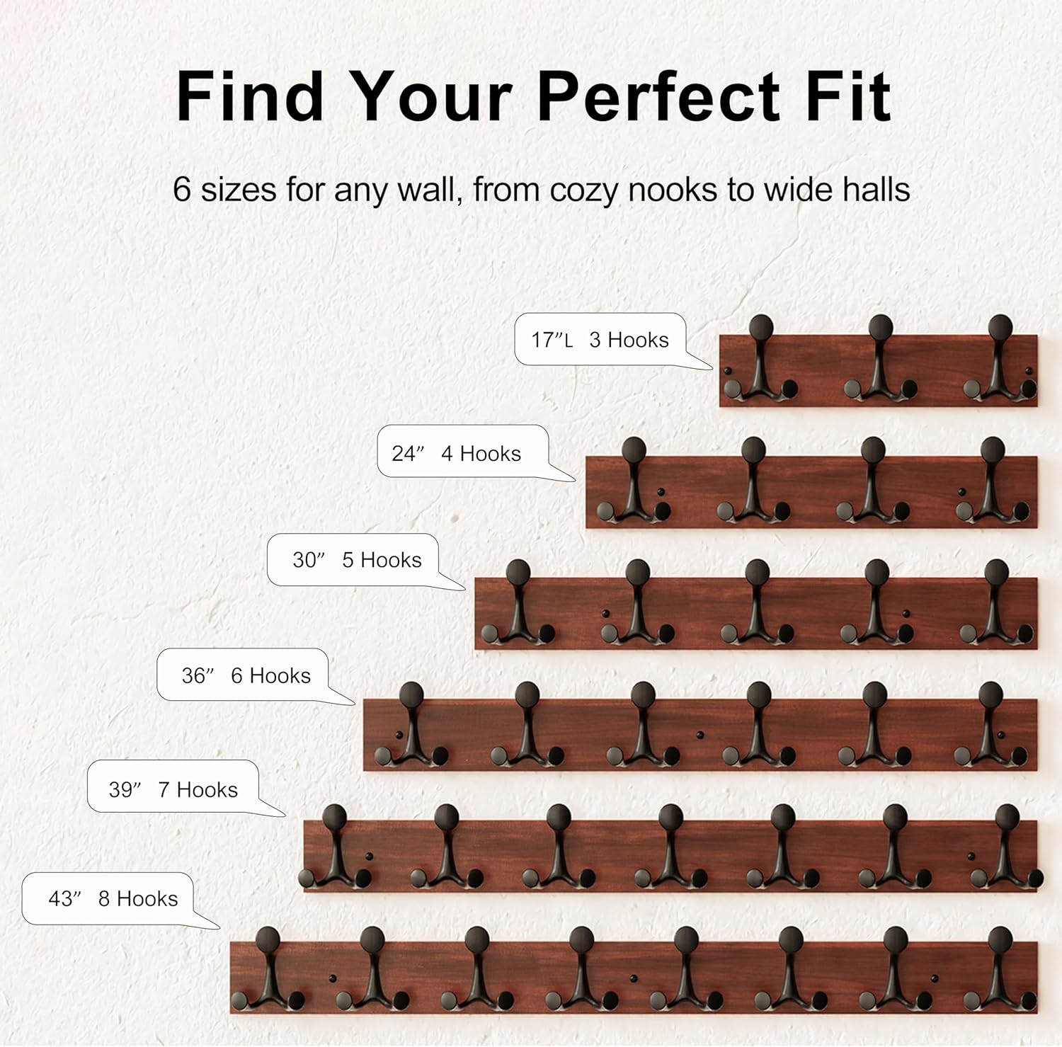 SKOLOO 30-Inch Wood Coat Rack Wall Mount with 5 Triple Hooks - Ideal for Family Entrances, Classrooms, and Pet Supplies Storage - Perfect Coat Hooks for Wall,Mahogany (Sapele)