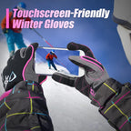 HANDLANDY Waterproof Insulated Work Gloves, 3M Thinsulate Thermal Winter Gloves for Men Women Touch Screen, Warm Ski Snowboard Cold Weather Gloves (Large, Pink)