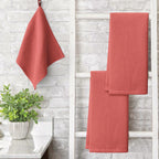 Artoid Mode 100% Cotton Red Waffle Weave Kitchen Dish Cloths, 13x28 Inch Ultra Soft Absorbent Quick Drying Kitchen Dish Towels Set of 4