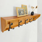 SKOLOO Wall Shelf with Hooks, 35-Inch Brown Coat Rack Wall Mount with Shelf Organizer - Lightweight & Sturdy, 5 Tri Hooks - Perfect for Entryway, Hallway, Living Room, Bedroom, Mudroom