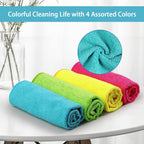 HOMEXCEL Microfiber Cleaning Cloth,150 Pack Cleaning Rags, Cleaning Towels with 4 Color Assorted,11.5"X11.5" Shop Towels (Green/Blue/Yellow/Pink)