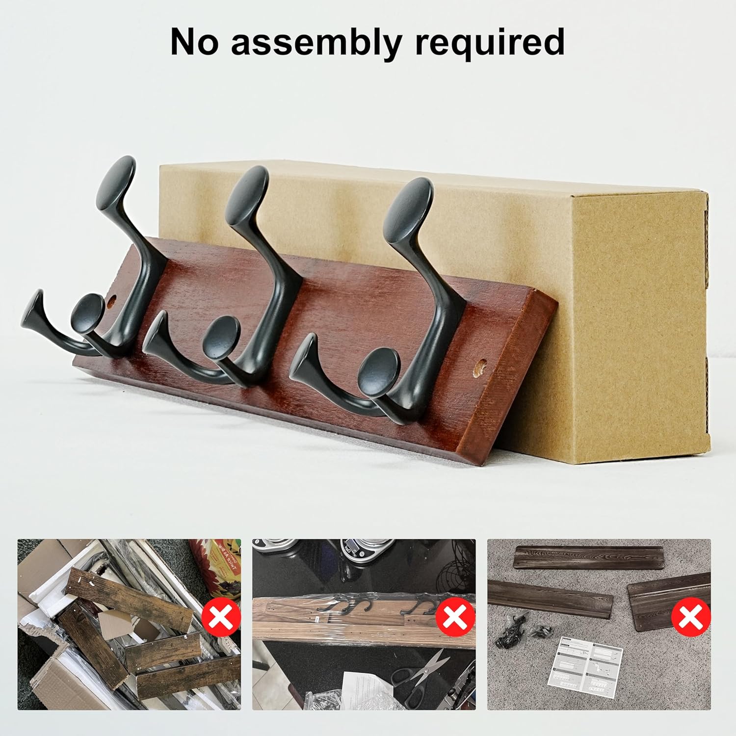 SKOLOO 17-Inch Cherry Wood Coat Rack Wall Mount with 3 Triple Hooks - Ideal for Family Entrances, Classrooms, and Pet Supplies Storage - Perfect Coat Hooks for Wall