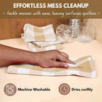 Native Fab 6 Pack Buffalo Check Kitchen Towels16 x26 - Cotton Dish Towels Washable - Absorbent Tea Towels, Soft Hand Towel with Hanging Loop, Dish Cloth Set - Beige White