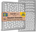 Nordhus Design Swedish Dishcloths, 5 Cloths, Made in Sweden - Reusable, Washable Cellulose Cotton Kitchen Cloths - Replace Paper Towels, Wipes, Sponges, Dish Rags