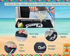 Cheers It's 5 o'clock Somewhere Tiki Bar Mats for Countertop 18 x 12in, Tiki Decor Cheers Sign for Bar Cart Decor and Essentials, Silicone Coffee Mat and Coffee Matt for Counter, Drink Signs for Party