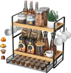LEMIKKLE 2-Tier Coffee Station Organizer with Pod Holder and Drawer, Kitchen Countertop Organizer, Coffee Bar Accessories Station with Coffee Pod Storage, Coffee Organizer