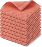Kitinjoy 100% Cotton Kitchen Dish Cloths, 8 Pack Waffle Weave Ultra Soft Absorbent Dish Towels for Drying Dishes Quick Drying Kitchen Towels Dish Rags, 12 X 12 Inches, Coral