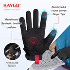KAYGO Work Gloves For Men, KG125M Mechanic Utility Work Gloves for All Purpose, Excellent Grip, Heavy Duty, Improved Dexterity, Touch Screen,Black，L,3 Pairs
