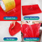 Newwiee 3 Pcs Extra Large Microfiber Cleaning Cloth 30" x 20" Washable Reusable Microfiber Towel Streak Free Lint Free Cloth for Cleaning Home Glass Office Window Bathrooms (Red,Blue,Green)