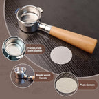 51 mm Bottomless Portafilter with Puck Screen 3 Ears Espresso Portafilter Compatible with Delonghi Dedica EC680, EC685,SMEG & EUPA Coffee Machines,Stainless Steel Porta filter and Maple Handle