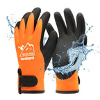 100% Waterproof Gloves for Men and Women, Winter Work Gloves for Cold Weather, Touchsreen, Thermal Insulated Freezer Gloves, With Grip, Orange, Large
