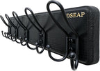 Dseap Coat Rack Wall Mounted - Heavy Duty Farmhouse Rustic Wall Coat Hanger with 5 Wire Hooks for Clothes Hat Jacket Towel, RusticWire, J1-5A, Black