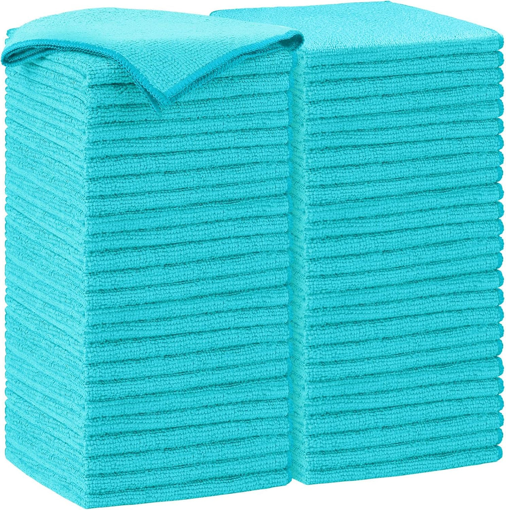 AIDEA Microfiber Cleaning Cloth-50PK, Soft Microfiber Towels for Cars, Absorbent Cleaning Rags, Lint-Free Streak-Free Wash Cloths for House, Kitchen, Window(12in.x12in), Blue