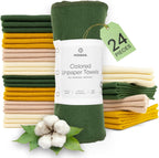 24 Pack Multicolored Reusable Paper Towels - Nature Friendly - Organic Cotton Alternative - Thick, Strong, Paperless Kitchen Dish Cloths - Reusable Napkins - Dish Towels - Cloth Napkin