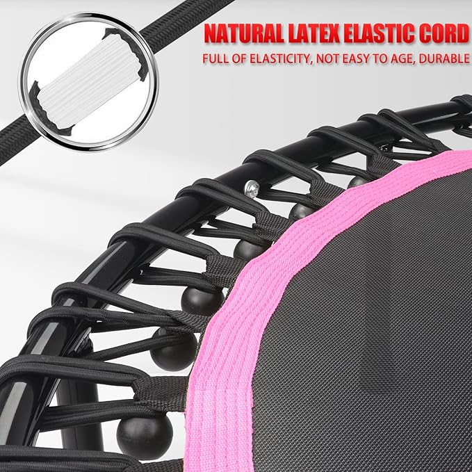 Newan 40"-48" Silent Mini Trampoline Fitness Trampoline Bungee Rebounder Jumping Cardio Trainer Workout for Adults-Max Limit 330lbs